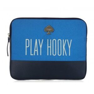 Kate Spade Play Hooky Logo Blue Laptop Sleeve Computer Case Striped‎ Interior